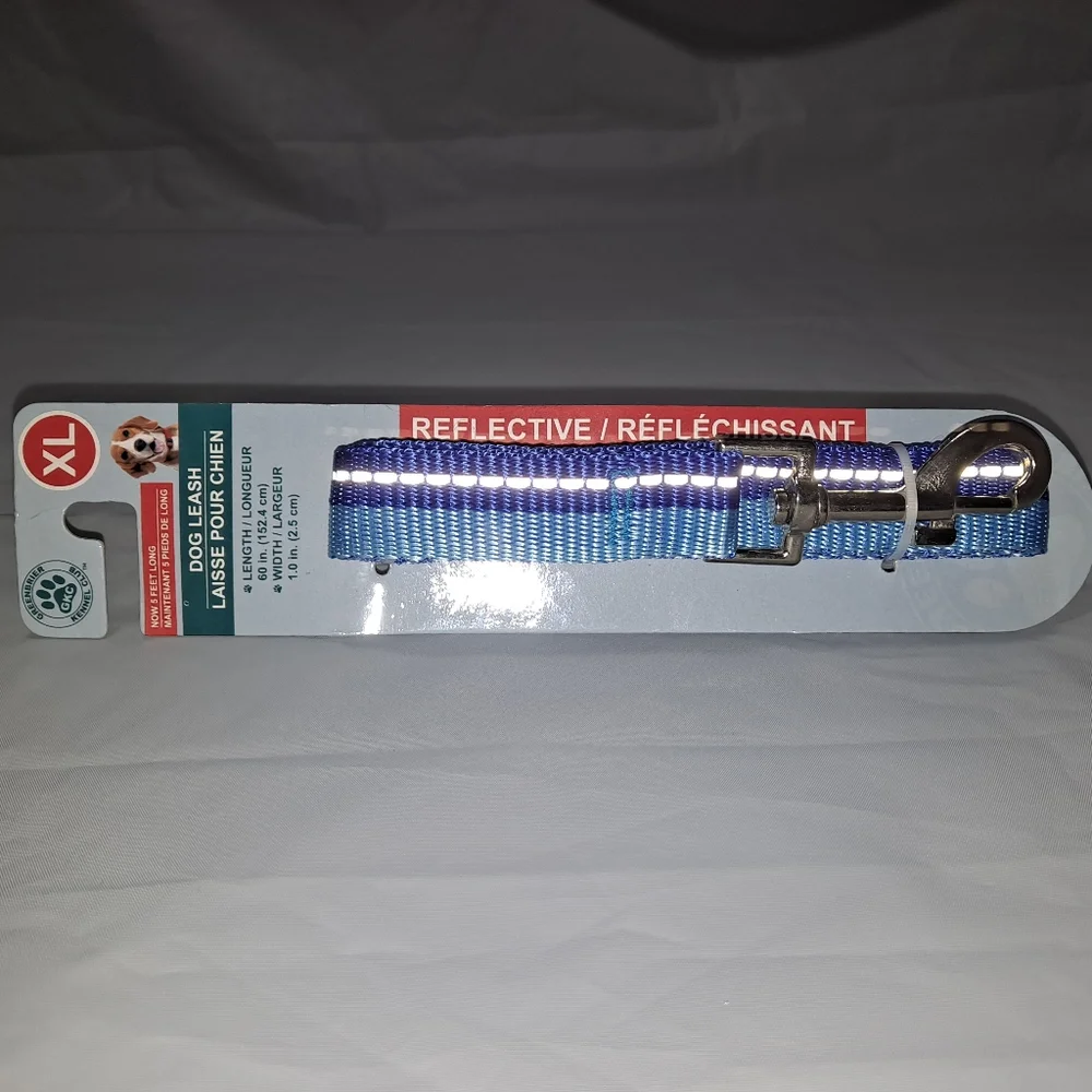 5 Foot Blue Reflective Nylon Dog Leash Size XL Greenbrier Kennel Club 60